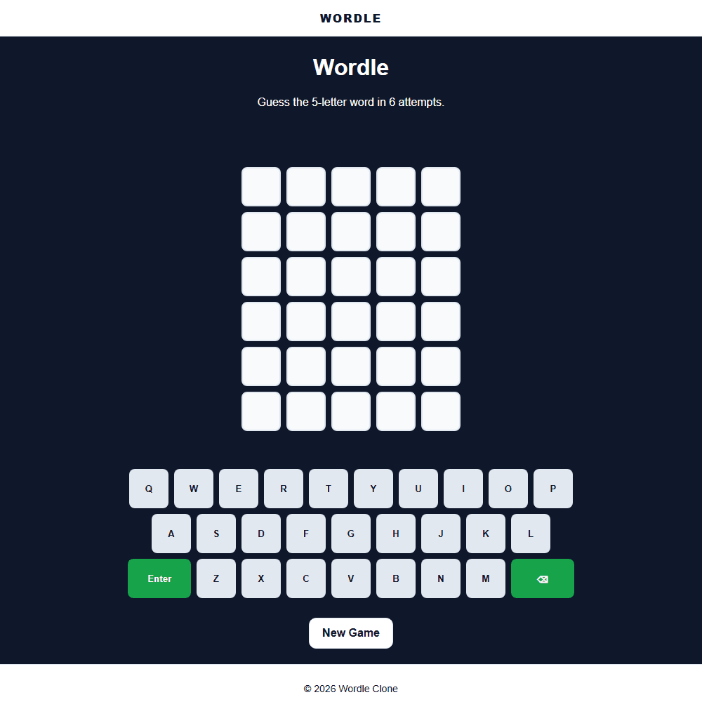 Skärmdump av Wordle Clone